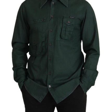 Emerald Elegance Slim Fit Casual Shirt