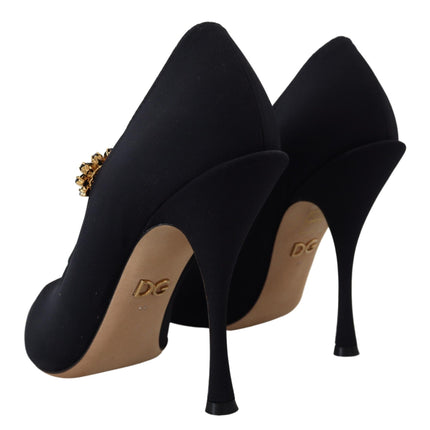 Chic Black Mary Jane Sock Pumps avec des cristaux