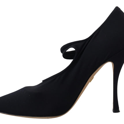 Chic Black Mary Jane Sock Pumps avec des cristaux