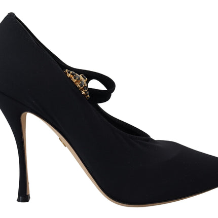 Chic Black Mary Jane Sock Pumps avec des cristaux