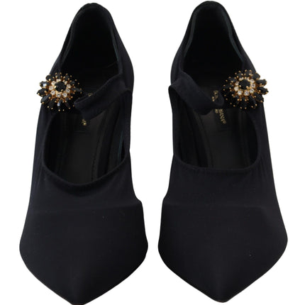 Chic Black Mary Jane Sock Pumps avec des cristaux