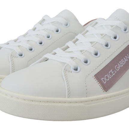 Sneaker chic rosa bianco in pelle rosa bianco