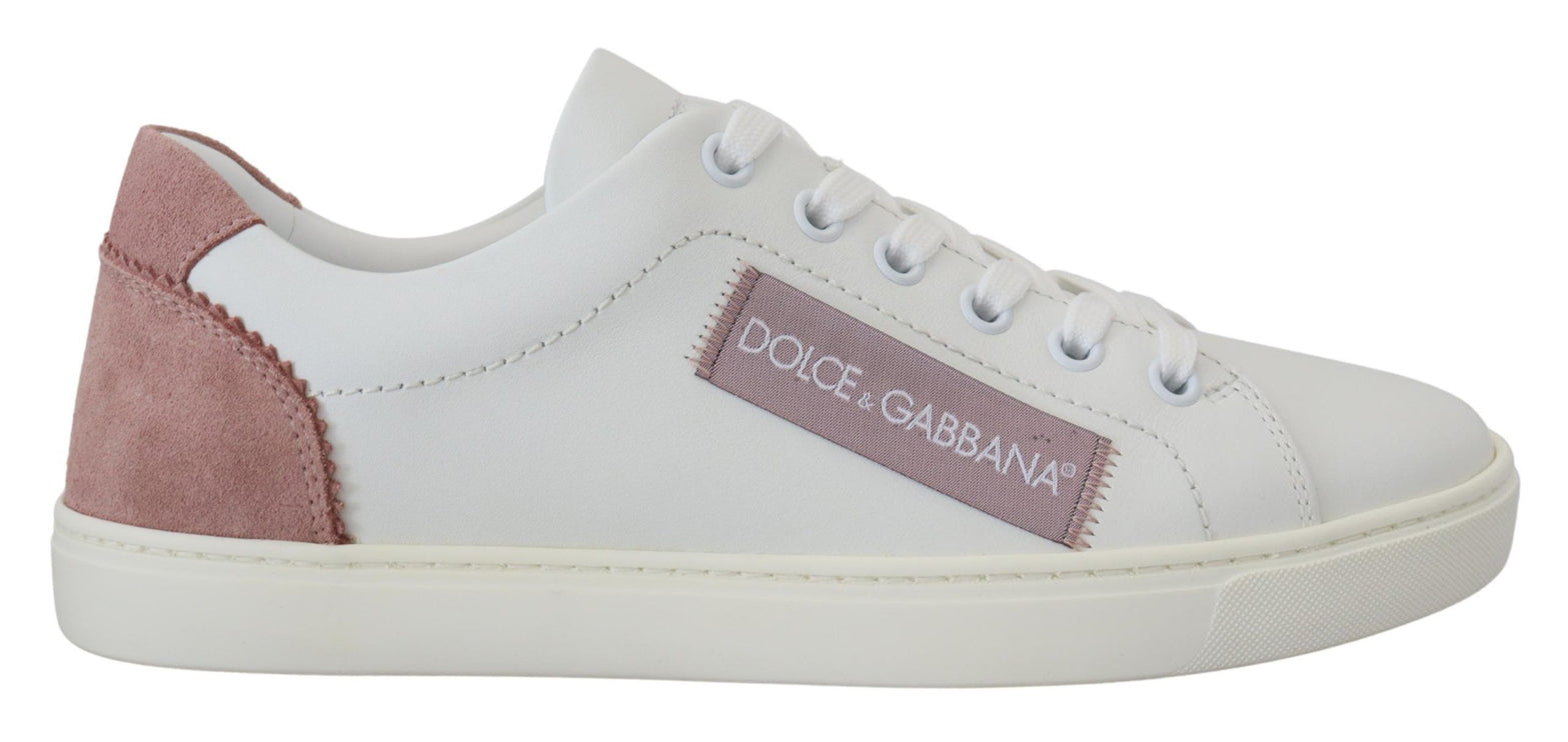 Sneaker chic rosa bianco in pelle rosa bianco