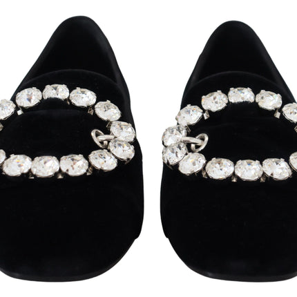 Chique Velvet Crystal-verstrikte loafers