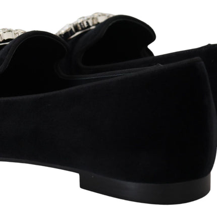 Chique Velvet Crystal-verstrikte loafers