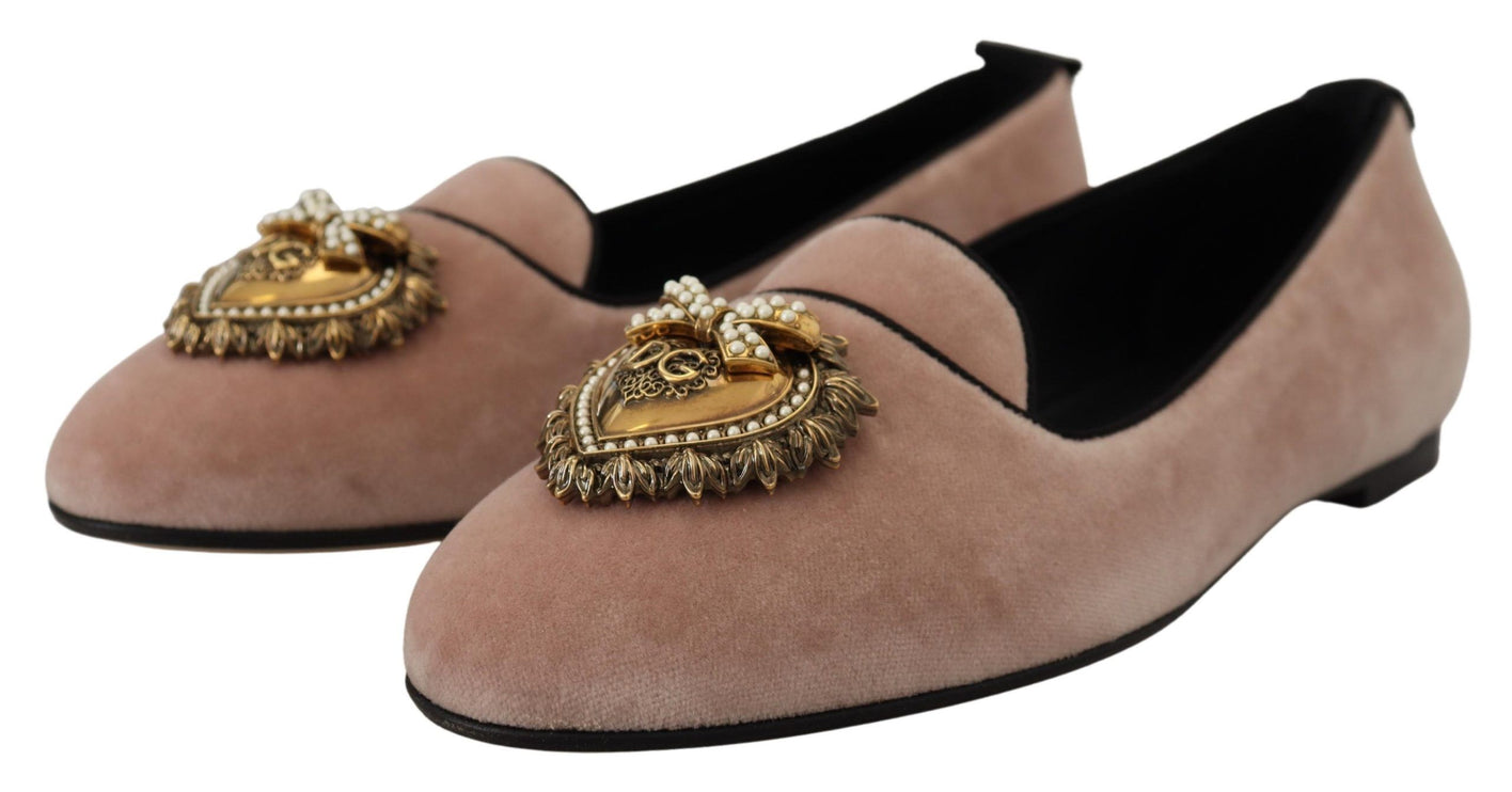 Elegantes mocasines de devoción de terciopelo rosa