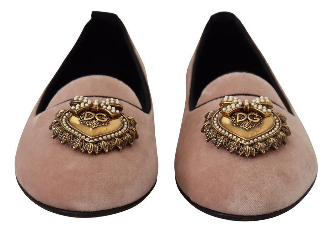 Elegantes mocasines de devoción de terciopelo rosa