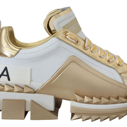 Eleganti sneaker in pelle bianca e dorata