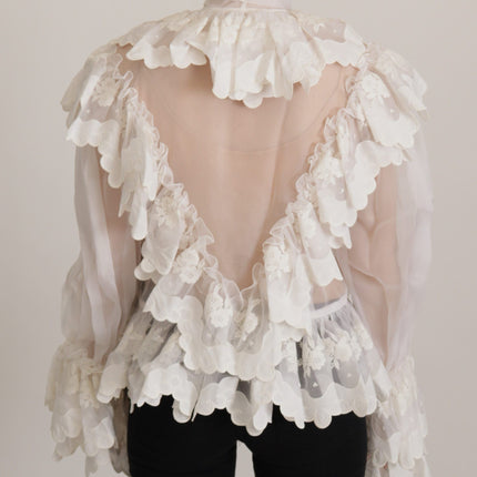 Elegant White Lace Silk-Cotton Top