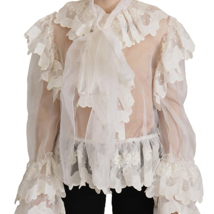 Elegant White Lace Silk-Cotton Top