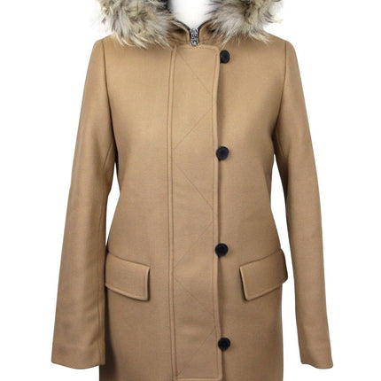 Hotte de garniture en fourrure de manteau en laine de chameau de camel pour femmes