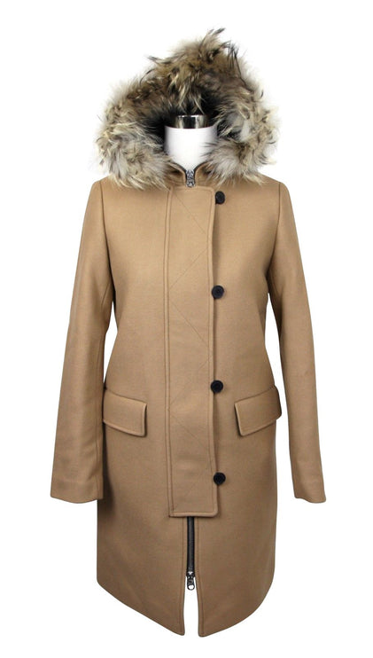 Hotte de garniture en fourrure de manteau en laine de chameau de camel pour femmes