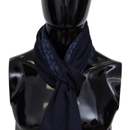 Navy Wool Knit Unisex Neck Wrap Fringe Shawl Men's Scarf