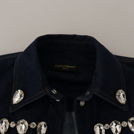 Elegant Crystal Ombellised Denim Veste