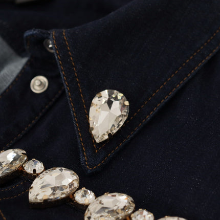 Elegant Crystal Ombellised Denim Veste