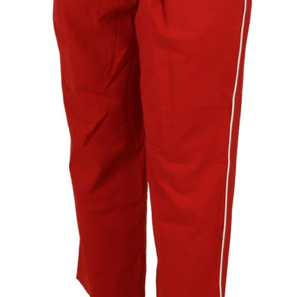 Élégant pantalon coupé en taille haute rouge