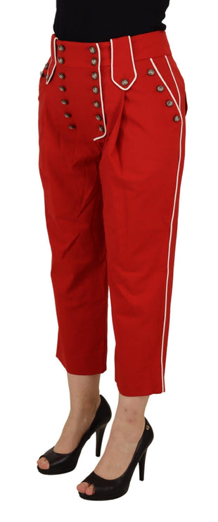 Elegantes pantalones rojos rojos de cintura alta