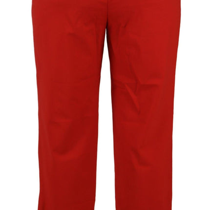 Élégant pantalon coupé en taille haute rouge