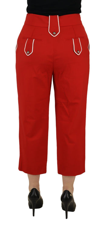 Elegantes pantalones rojos rojos de cintura alta