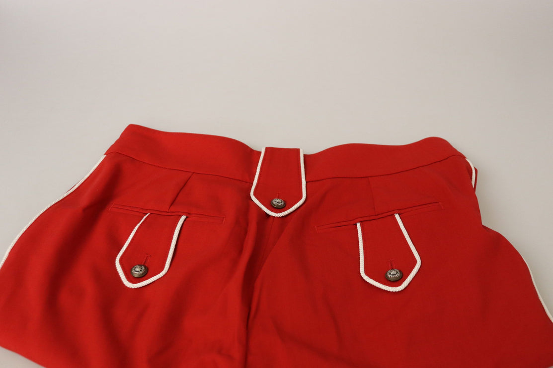 Elegantes pantalones rojos rojos de cintura alta