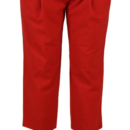 Élégant pantalon coupé en taille haute rouge