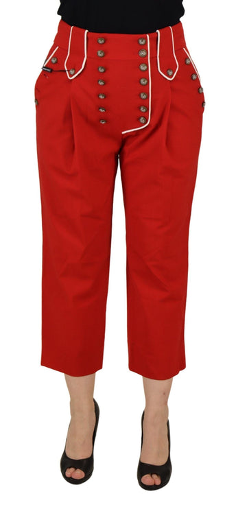 Elegantes pantalones rojos rojos de cintura alta