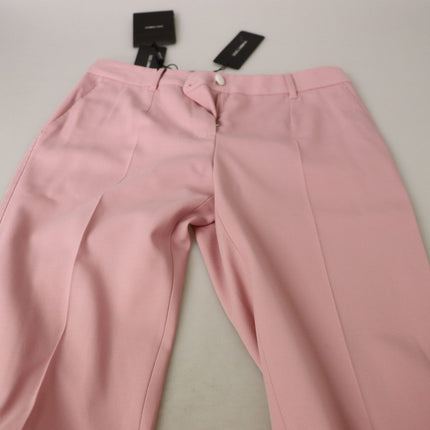 Pantalon rose en laine vierge en laine vierge chic