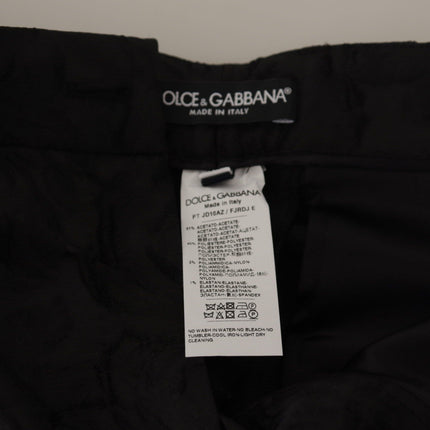 Pantalon recadré en brocart noir élégant