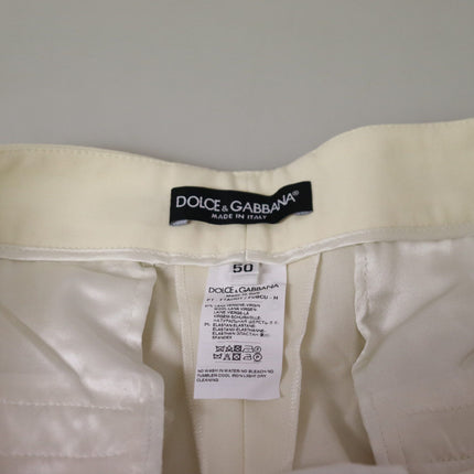 Pantalon en laine à taille haute ivoire élégante