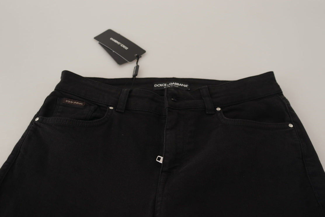 Jeans ajustados de algodón negro elegante