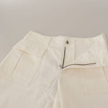 Elegantes pantalones cónicos blancos de cintura alta