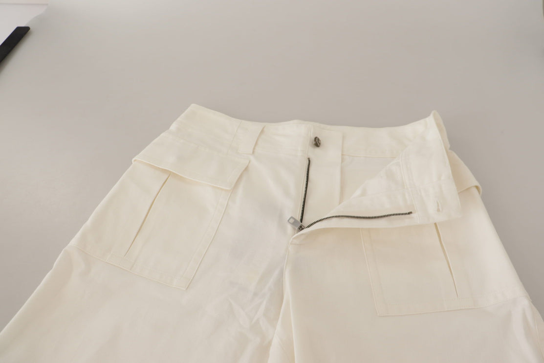 Elegantes pantalones cónicos blancos de cintura alta