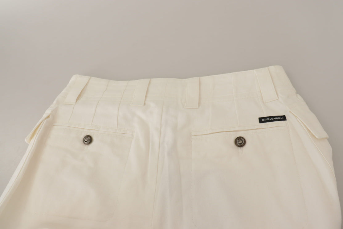 Elegantes pantalones cónicos blancos de cintura alta