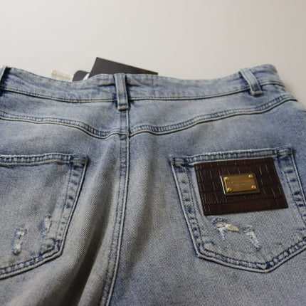 Jean denim maigre à taille haute - bleu