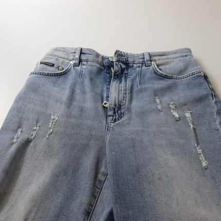 Jean denim maigre à taille haute - bleu