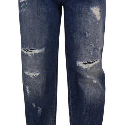 Jeans de mezclilla delgada de la cintura alta - Chic Blue Washed