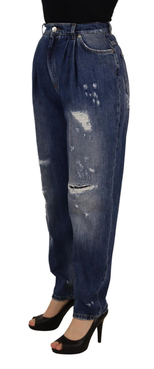 Jeans de mezclilla delgada de la cintura alta - Chic Blue Washed