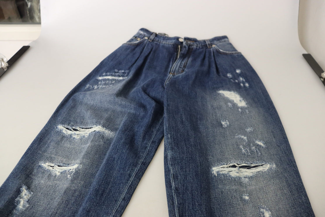 Jeans de mezclilla delgada de la cintura alta - Chic Blue Washed