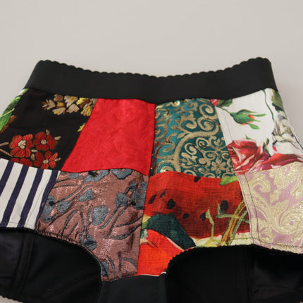 Patchwork multicolore pantaloni caldi ad alta vita