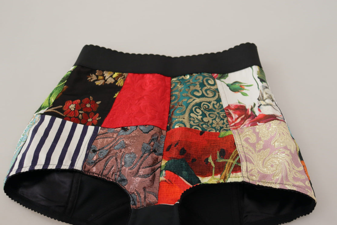 Patchwork multicolore pantaloni caldi ad alta vita