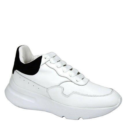 Alexander McQueen Women Sneaker de ante de cuero blanco