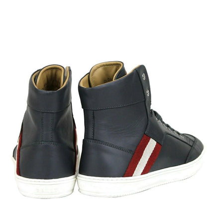 Zapatilla de cuero de ternera gris oscuro Hi Top Sneaker con beige rojo