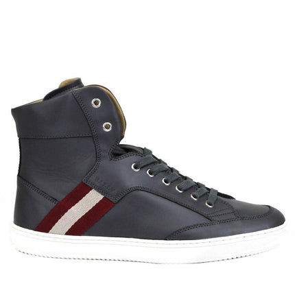 Zapatilla de cuero de ternera gris oscuro Hi Top Sneaker con beige rojo