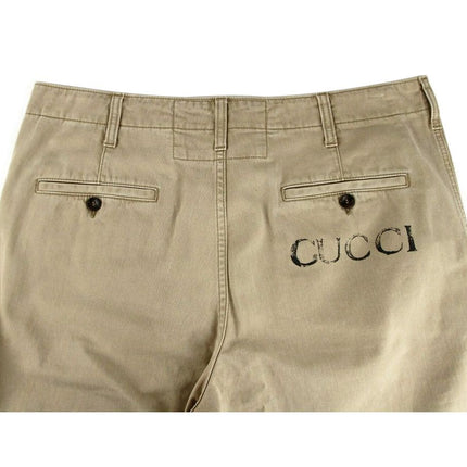 Pantaloni di cotone a lavaggio in chiaro stampe Gucci