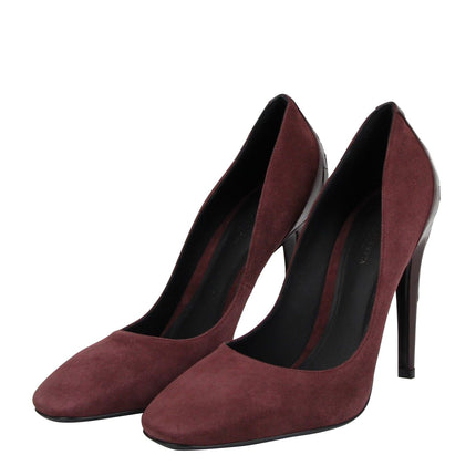 Tacones de lujo de cuero de gamuza oscura de rosa oscura para mujeres