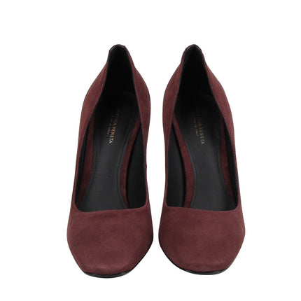 Tacones de lujo de cuero de gamuza oscura de rosa oscura para mujeres