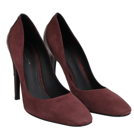 Tacones de lujo de cuero de gamuza oscura de rosa oscura para mujeres