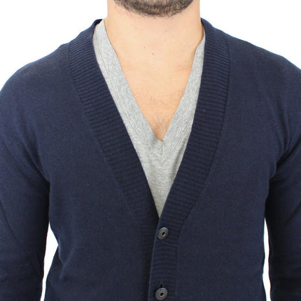 Pull cardigan à laine bleu chic