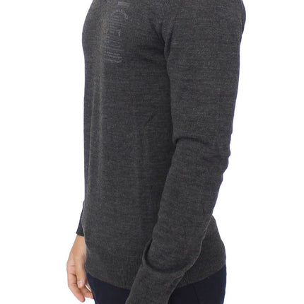 Pull pull de mélange en laine en V gris chic gris