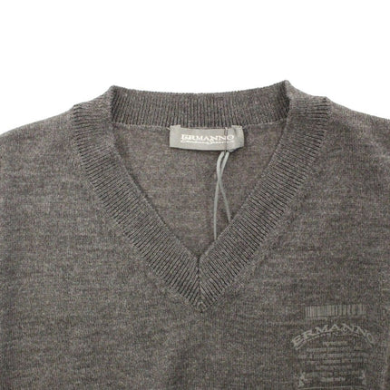 Pull pull de mélange en laine en V gris chic gris